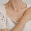 Colorful Natural Stone Clover Station Necklace Bracelet Set view 4