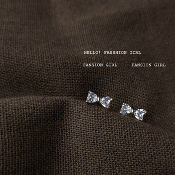 Gold-Tone Mini Clear CZ Bow Stud Earrings Tiny Bows