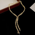 Gold Multi Strand Tassel Y Necklace Ball Square Styles view 6