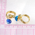 Gold Tone Swirled Glass Evil Eye Adjustable Rings in Ten Colors view 4