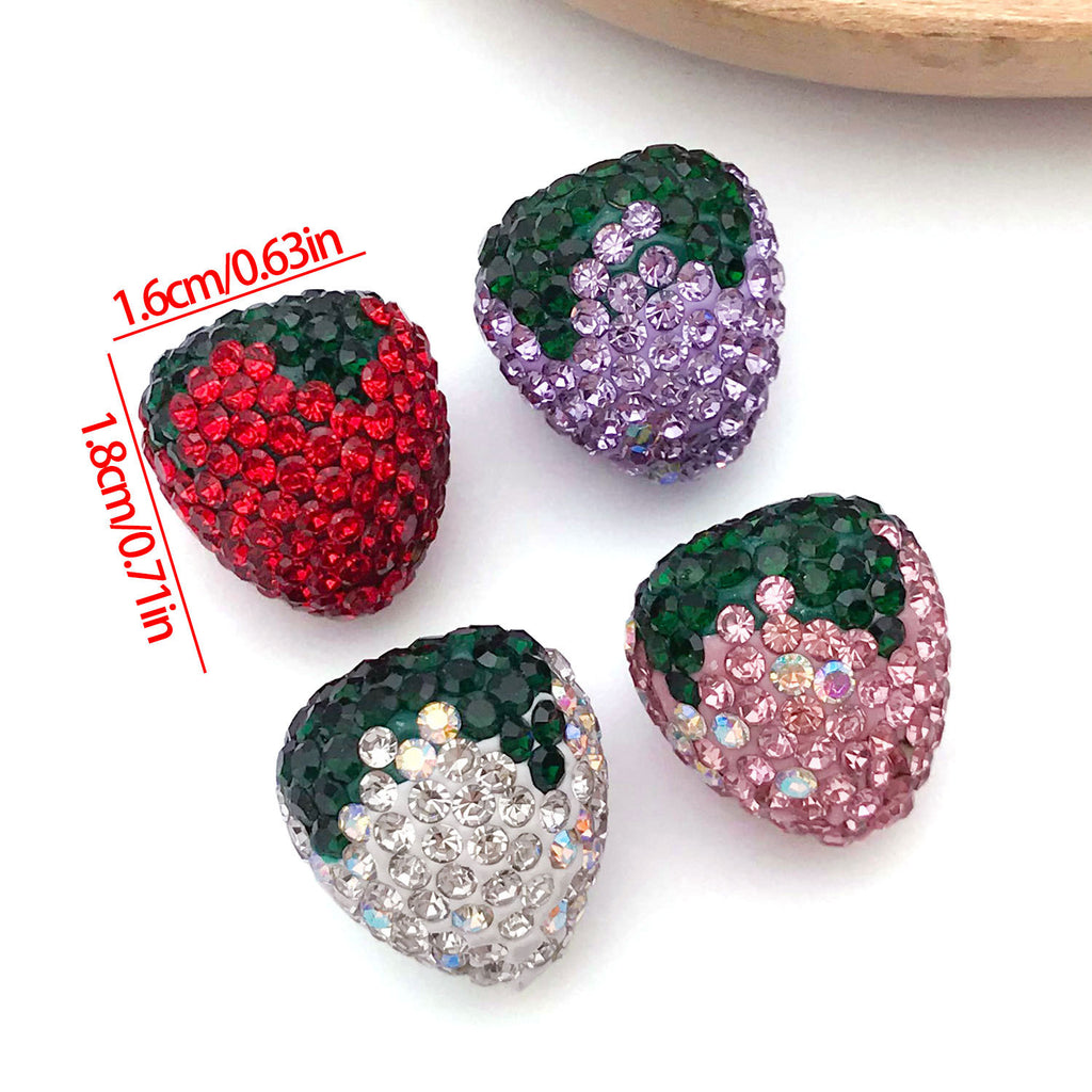 Crystal Rhinestone Strawberry Ball Charm Pendant for DIY Bracelet Necklace Phone Strap Making