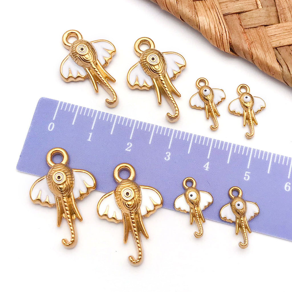 Enamel Stainless Steel Elephant Charm Pendants for Earrings Necklace DIY Jewelry Making