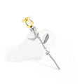 Metal Rose Stem Brooch Silver Stem Gold Bud Lapel Pin view 3