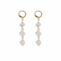 Three Clear Iridescent Cube Gold Tone Dangle Earrings view 7