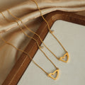 Gold Open Heart Pendant Necklace Crystal Extender Charm view 2