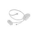 Silver Metal Flower And Leaf Open Arm Cuff Bracelets view 5