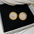 Cream Resin Stud Earrings in Round and Square Shapes view 6