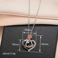 Rose Heart Sister Pendant Necklace in Two Tone Styles view 4