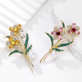 Rose Crystal Two Designs Metal Brooch Pin 3.6 x 6.7 cm view 5
