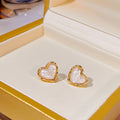 Gold Rim Shell Look Heart Clip and Stud Earrings in Two Colors view 2