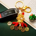 Illuminated Gourd Lantern Keychain With Red Beads and Coin Tassels view 3