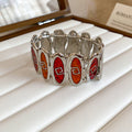 Oval Enamel Stretch Bracelets With Greek Key Motif view 6