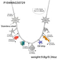 Stainless Steel Ocean Charm Necklace Sunburst Pendant Gold Steel view 6