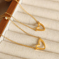 Gold Open Heart Pendant Necklace Crystal Extender Charm view 3