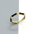 Gold Tone Enamel Crystal Bamboo Segment Adjustable Rings in Four Colors view 5