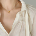 Irregular Open Circle Pendant Necklace Fine Cable Chain Gold Tone view 4
