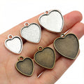 Heart Cabochon Pendant Trays in Silver and Antique Bronze view 5
