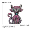 Purple Crystal Cat Brooch with Curled Tail Decorative Metal Pin view 6