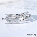 Silver Multi Layer Crossed CZ Pavé Finger Ring Sizes 6-10 view 5