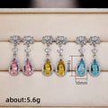 Floral Teardrop Crystal Earrings in Three Colors With Clear Stone Accents view 5