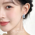 Silver-Tone Icy Glass Butterfly Crystal Tassel Drop Earrings view 2