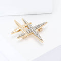 Double Starburst Crystal Brooch in Silver or Gold Tone view 3