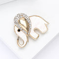 White Shell Elephant Brooch Crystal Ear Outline Gold view 4