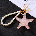 Pearl Loop Jelly Starfish Keychains in Pink Blue and Assorted Colors view 3