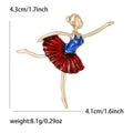 Gold Ballet Dancer Enamel Brooch Red Skirt Blue Bodice Pin view 5