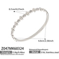 Thin Zircon Teardrop Clover Cross Bangle Gold Steel view 11