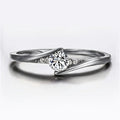 Round Solitaire Curved Split Ring In Three Metal Tones view 5