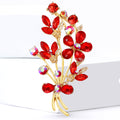 Leaf Bouquet Brooch In Metal With Faceted Leaf Crystals On Branching Stems view 4