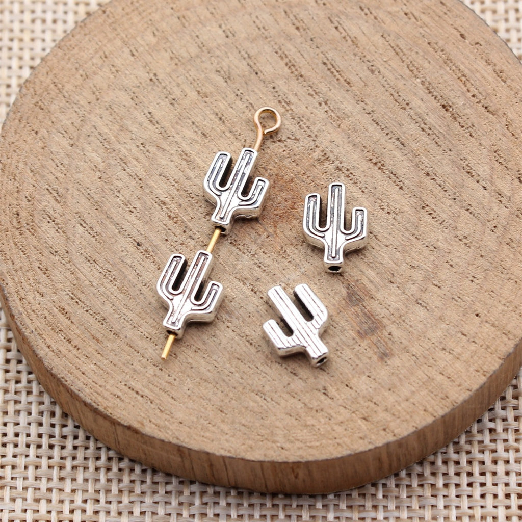 10x7.5mm 0.53g Antique Silver Zinc Alloy Cactus Small Hole Beads for Bracelet Necklace DIY Making
