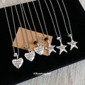 Silver Tone Star and Heart Stone Pendant Long Necklaces view 2