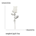 Rose Bud Stem Brooch Enamel Flower Metal Lapel Pin view 4