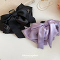 Satin Oversize Bow Hair Claw Clips Rhinestone Accents Two Colors view 2
