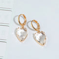 Gold Heart Crystal Hoop Earrings Pendant Necklaces Two Colors view 4