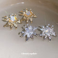Radiating Crystal Flower Stud Earrings in Two Metal Tones view 2