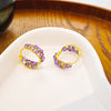 Purple Crystal Huggie