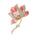 Enamel Magnolia Branch Brooch Decorative Metal Pin For Jackets And Lapels view 1