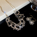 Multi Layer Rhinestone Bib Necklace Flower Hook Earring Sets view 6