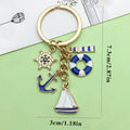 Nautical Metal Keychains With Sailboat Anchor Lighthouse Charms view 6