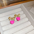 Brown Heart Drop Stud Earrings Available in Two Designs view 6