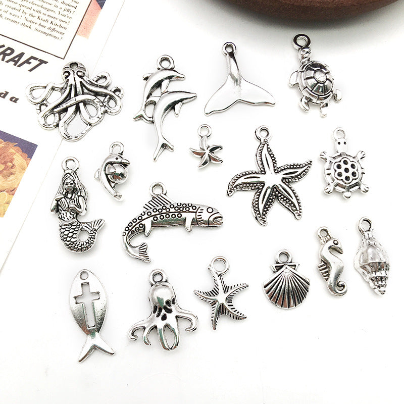 Zinc Alloy Ocean Seahorse Starfish Turtle Shell Charm Pendants for DIY Bracelet Necklace