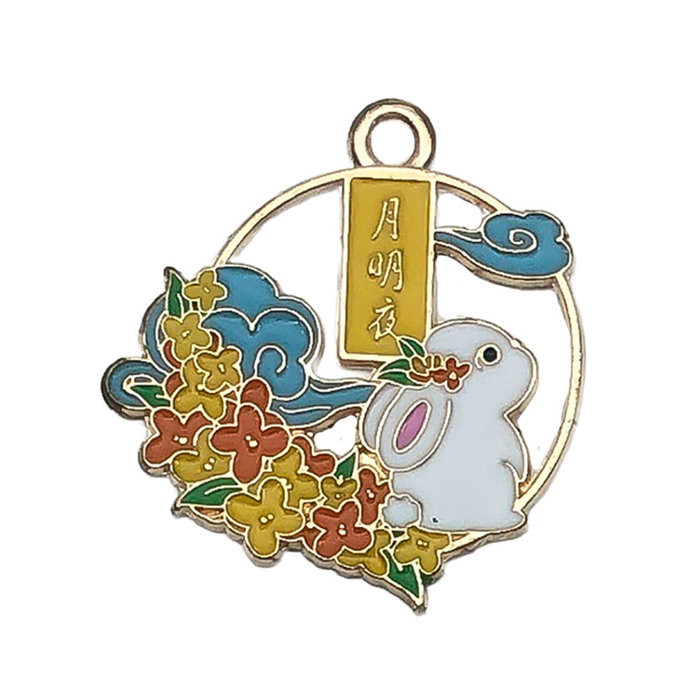 Zinc Alloy Moon Rabbit Chang'e charm pendant for DIY bracelet earring keychain making