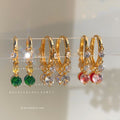 Gold-Tone Zircon Tassel Dangle Huggie Hoop Earrings view 1