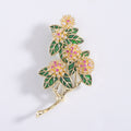 Gold Tone Floral Branch Brooch With Decorative Crystal And Enamel Details view 6