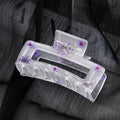 Transparent Resin Pressed Flower Rectangular Hair Claw Clip view 4