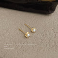 Gold Tone Mini Pearl And Aqua Stone Stud Earrings In Two Styles view 4
