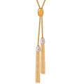 Adjustable Y Lariat Tassel Necklace Crystal Caps Gold Steel view 5